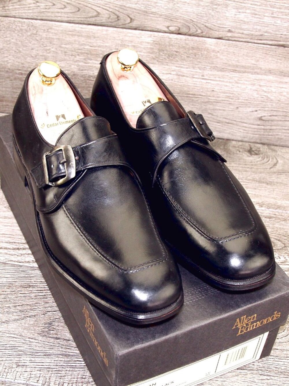 * NOS * $325 Allen Edmonds MILAN Monkstrap 10.5 B Narrow Blk * add $15 new Trees